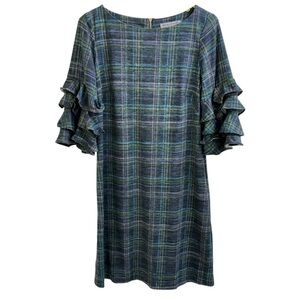 Plaid Ruffle Sleeve Dress
